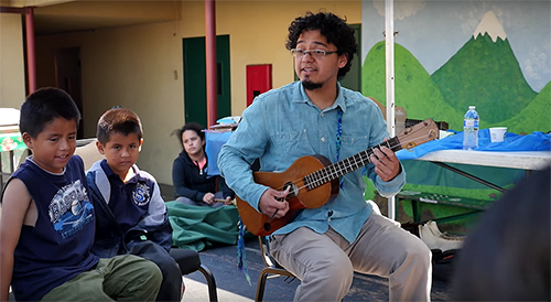 Son Jarocho musician Cesar Castro works with youth as part of the BHC Boyle Heights program.