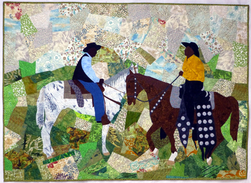 "Trail Blazers" by Marion Coleman, a narrative quilt that is part of a series about blacks in the west.