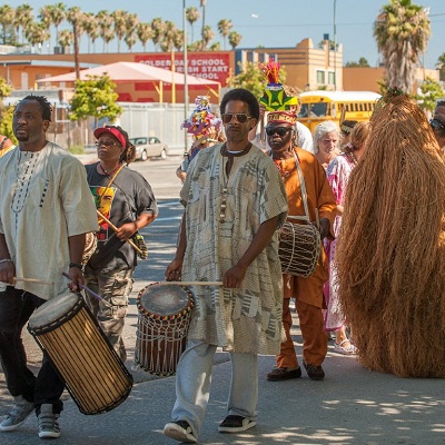 Traditional drummers as part of the 2012 Day of the Ancestors procession.